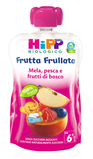 HIPP BIO FRUTTA FRULLATA MELA PESCA FRUTTI DI BOSCO 90 G - Farmacia Bartoli
