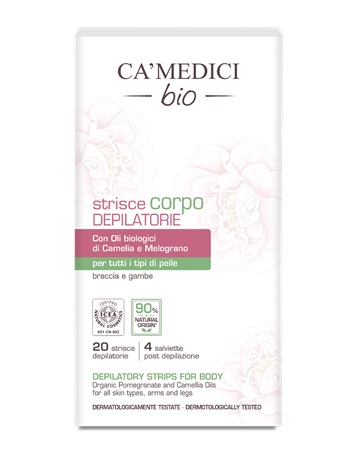 CA'MEDICI BIO STRISCE CORPO 20 PEZZI + 4 SALVIETTE MELOGRANO E CAMELIA - Farmacia Bartoli
