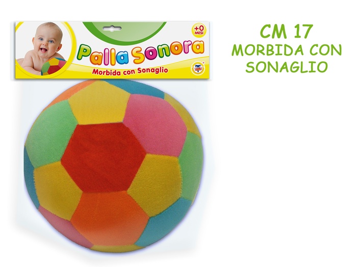 PALLA SONORA MORBIDA CON SONAGLIO 17 CM IN BUSTA PVC - Farmacia Bartoli