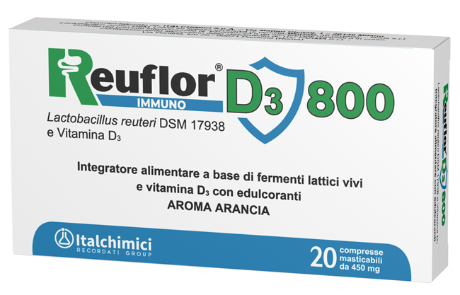 REUFLOR D3 800 20 COMPRESSE MASTICABILI AROMA ARANCIA - Farmacia Bartoli