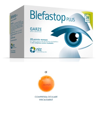 BLEFASTOP PLUS GARZA IN COTONE PIEGATA CON FILO DI BARIO 28 SALVIETTE MONOUSO + 1 COMPRESSA OCULARE RISCALDABILE - Farmacia Bartoli