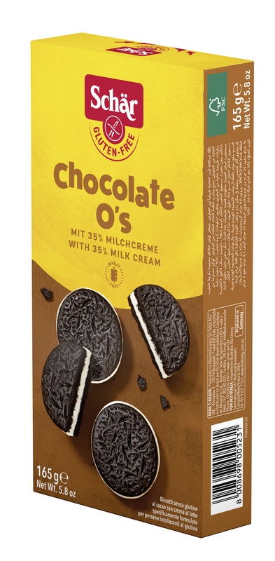 SCHAR CHOCOLATE O'S BISCOTTI AL CACAO CON CREMA AL LATTE 165 G - Farmacia Bartoli