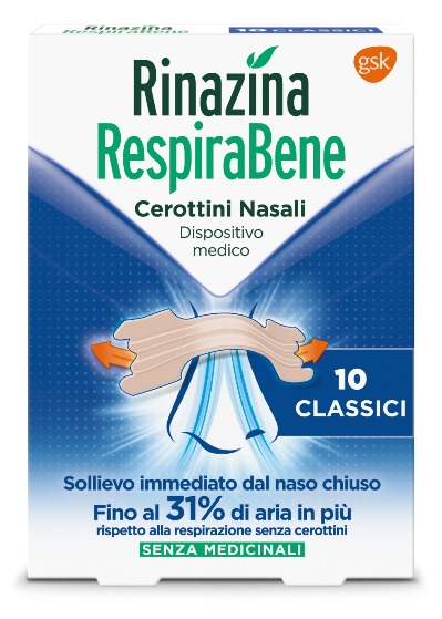 RINAZINA RESPIRABENE CEROTTI NASALI CLASSICI CARTON 10 PEZZI - Farmacia Bartoli