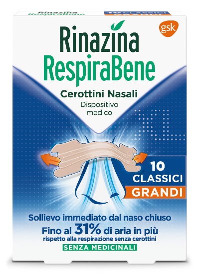 RINAZINA RESPIRABENE CEROTTI NASALI CLASSICI GRANDI CARTON 10 PEZZI - Farmacia Bartoli