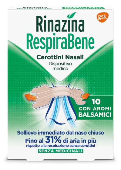 RINAZINA RESPIRABENE CEROTTI NASALI CON AROMI BALSAMICI CARTON 10 PEZZI - Farmacia Bartoli