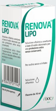 RENOVA COLLIRIO SOSTITUTO LACRIMALE A BASE DI ACIDO IALURONICO 0,4% E LIPIDI FLACONE DA 10 ML SENZA CONSERVANTI - Farmacia Bartoli