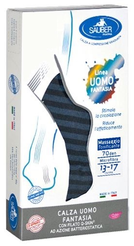 SAUBER CALZA UOMO FANTASIA Q-SKIN 70 DEN BLU RIGA LARGA DENIM TAGLIA M PROMO - Farmacia Bartoli