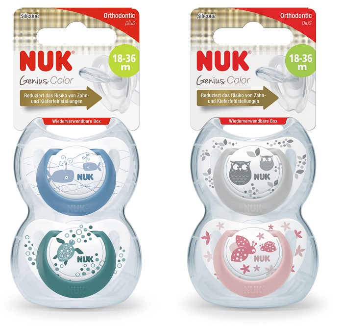 NUK SUCCHIETTO GENIUS COLOR SILICONE 18-36 MESI 2 PEZZI - Farmacia Bartoli