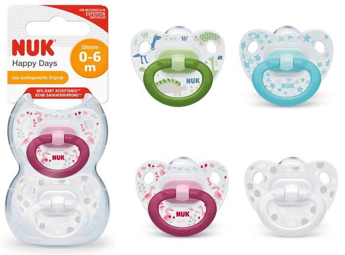 NUK SUCCHIETTO HAPPY DAYS SILICONE 0-6 MESI 2 PEZZI - Farmacia Bartoli
