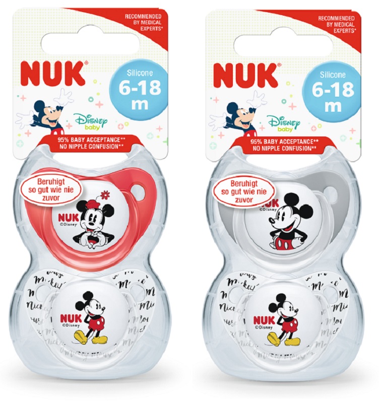 NUK SUCCHIETTO MICKEY IN SILICONE 6-18 MESI 2 PEZZI - Farmacia Bartoli