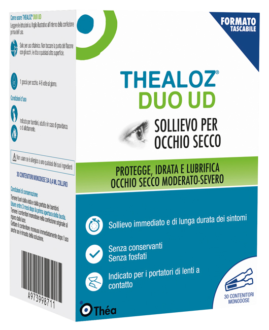 GOCCE OCULARI THEALOZ DUO UD 30 CONTENITORI MONODOSE 0,4 ML - Farmacia Bartoli