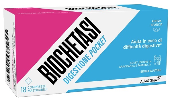 BIOCHETASI DIGESTIONE POCKET 18 COMPRESSE MASTICABILI - Farmacia Bartoli
