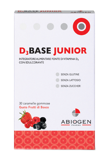 D3BASE JUNIOR 30 CARAMELLE GOMMOSE FRUTTI DI BOSCO - Farmacia Bartoli