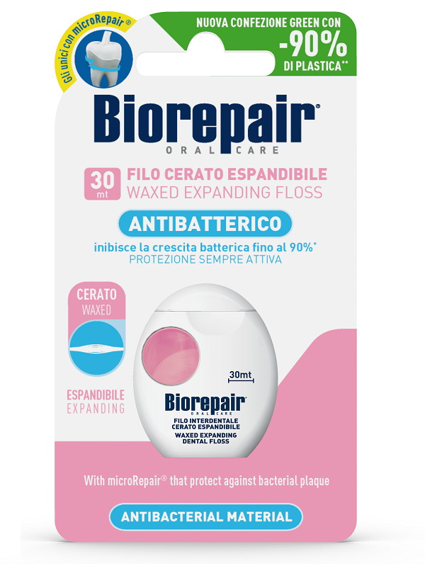 BIOREPAIR ORAL CARE ANTIBATTERICO FILO CERATO ESPANDIBILE GENGIVE DELICATE 25+5 METRI - Farmacia Bartoli