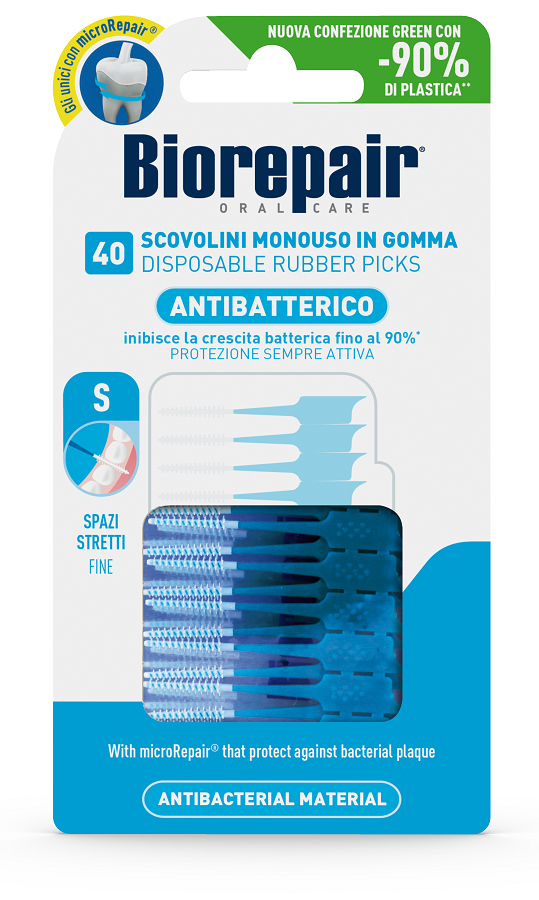 BIOREPAIR ORAL CARE ANTIBATTERICO SCOVOLINI MONOUSO IN GOMMA SPAZI STRETTI 40 PEZZI - Farmacia Bartoli