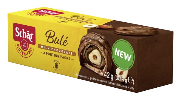 SCHAR BULE' CIALDE WAFER CON NOCCIOLA RICOPERTE DI CIOCCOLATO AL LATTE 3 PORZIONI DA 14 G - Farmacia Bartoli