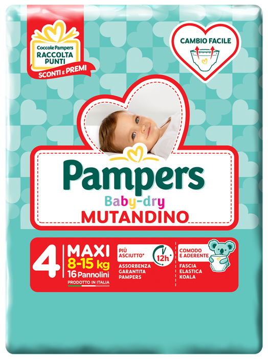 PAMPERS BABY DRY MUTANDINA MAXI 4 SMALL PACK 16 PEZZI - Farmacia Bartoli