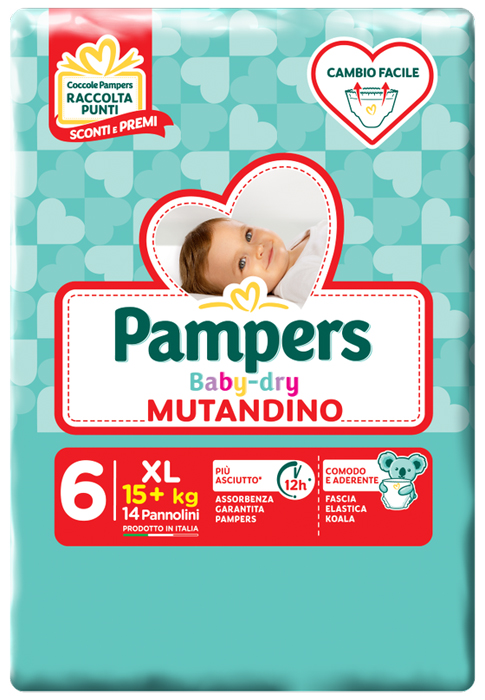 PAMPERS BABY DRY MUTANDINA XL 6 SMALL PACK 14 PEZZI - Farmacia Bartoli