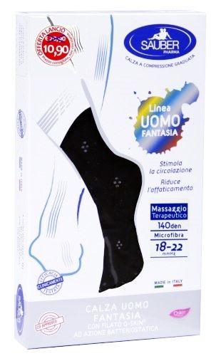 SAUBER CALZA UOMO FANTASIA Q-SKIN 70 DEN BLU DOPPIO POIS GRIGIO TAGLIA P PROMO - Farmacia Bartoli
