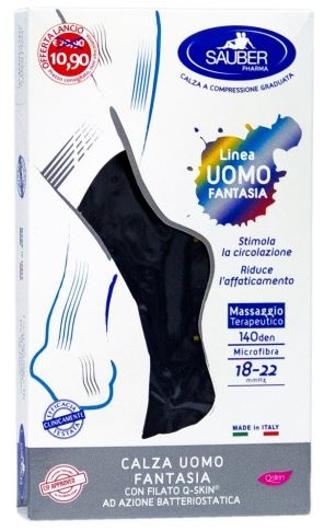 SAUBER CALZA UOMO FANTASIA Q-SKIN 140 DEN BLU POIS GIALLO E PETROLIO TAGLIA P PROMO - Farmacia Bartoli