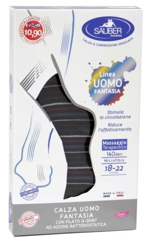 SAUBER CALZA UOMO FANTASIA Q-SKIN 140 DEN BLU RIGA BIANCA DENIM BORDEAUX TAGLIA P PROMO - Farmacia Bartoli