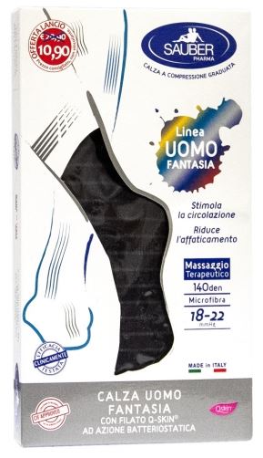 SAUBER CALZA UOMO FANTASIA Q-SKIN 140 DEN NERA RIGA SOTTILE DENIM TAGLIA P PROMO - Farmacia Bartoli