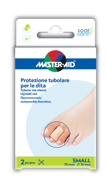 PROTEZIONE TUBOLARE IN GEL MASTER-AID FOOTCARE ELASTICIZZATO SMALL 7,5 CM 15 MM 2 PEZZI C4 - Farmacia Bartoli