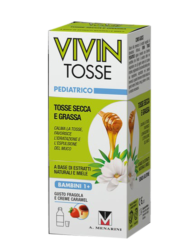 VIVIN TOSSE PEDIATRICO SCIROPPO PER TOSSE SECCA E GRASSA GUSTO FRAGOLA E CREME CARAMEL 150 ML - Farmacia Bartoli