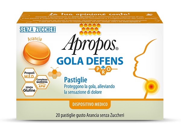 APROPOS GOLA DEFENS PRO 20 PASTIGLIE ARANCIA SENZA ZUCCHERO - Farmacia Bartoli