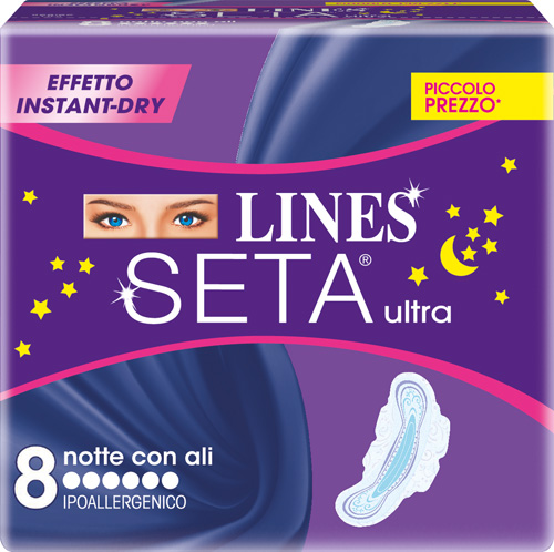 LINES SETA ULTRA ASSORBENTI DA NOTTE 8 PEZZI - Farmacia Bartoli