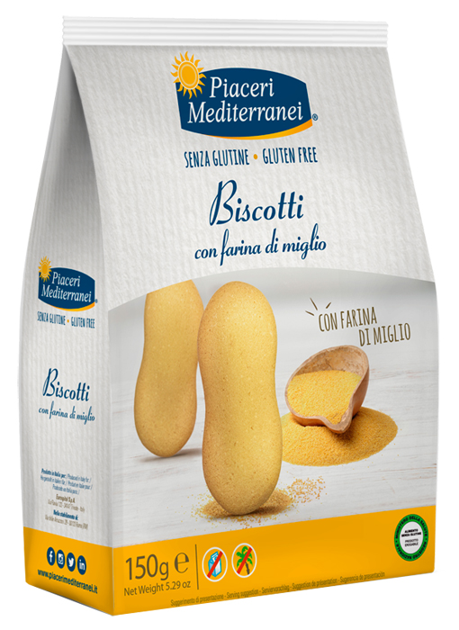 PIACERI MEDITERRANEI BISCOTTI FARINA DI MIGLIO 150 G - Farmacia Bartoli