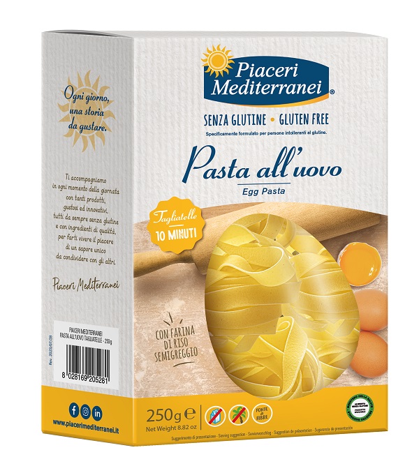PIACERI MEDITERRANEI TAGLIATELLE UOVO 250 G NATURALMENTE PRIVO DI LATTOSIO - Farmacia Bartoli
