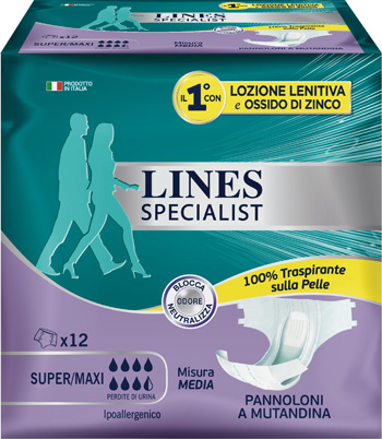 LINES SPECIALIST PANNOLONE A MUTANDA MEDIA 12 PEZZI - Farmacia Bartoli