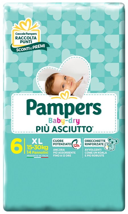 PAMPERS BABY DRY DWCT XL 14 PEZZI - Farmacia Bartoli