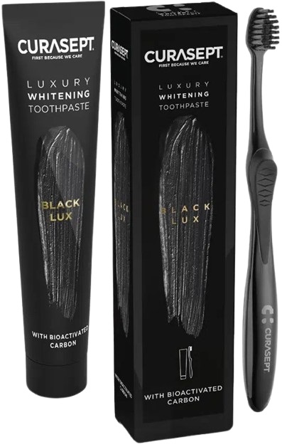 CURASEPT BLACK LUXURY WHITENING DENTIFRICIO 75 ML + SPAZZOLINO - Farmacia Bartoli