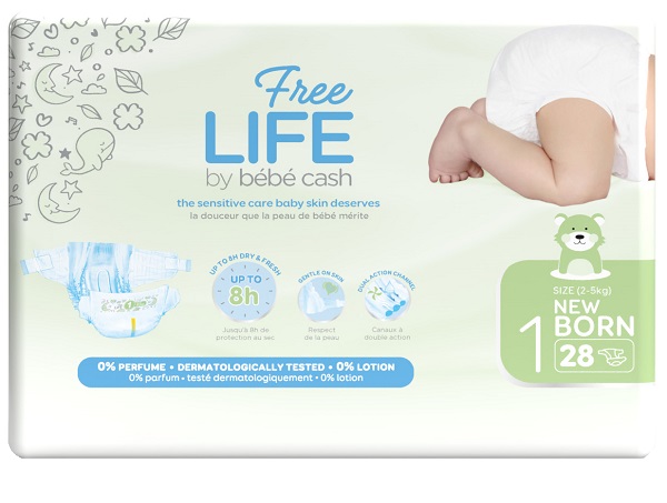 FREELIFE BY BEBECASH PANNOLINI NEW BORN TAGLIA 1 2-4 KG GIROVITA 30-41 CM 28 PEZZI - Farmacia Bartoli