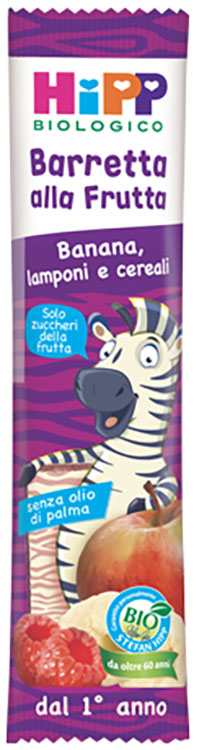 HIPP BIO BARRETTA ALLA FRUTTA BANANA/LAMPONI/CEREALI 23 G - Farmacia Bartoli