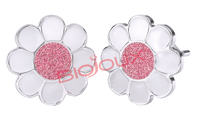 ORECCHINO STERILE BJT713 STS ROSE FLOWER - Farmacia Bartoli