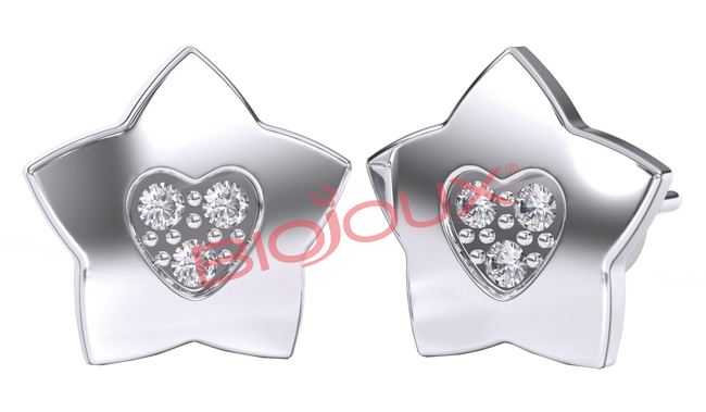 ORECCHINO STERILE BJT716 STS STAR/HEART - Farmacia Bartoli