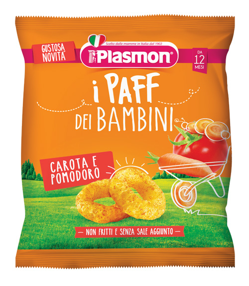 PLASMON DRY SNACK PAFF CAROTA POMODORO 15 G - Farmacia Bartoli