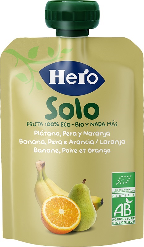 HERO SOLO FRUTTA FRULLATA 100% BIO BANANA PERA ARANCIA 100 G - Farmacia Bartoli