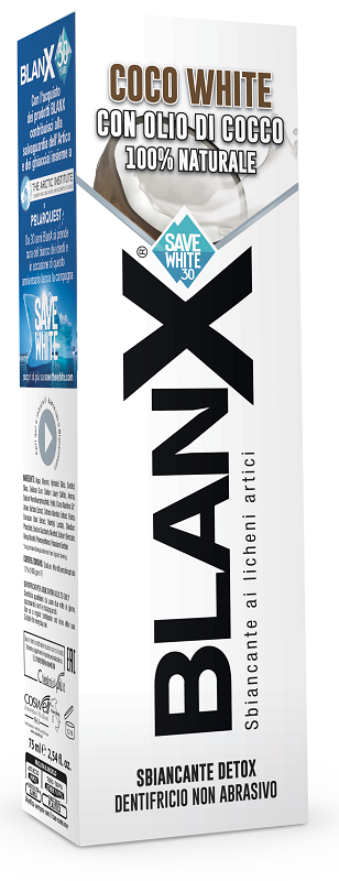 BLANX SBIANCANTE DETOX DENTIFRICIO COCO WHITE CON OLIO DI COCCO 75 ML - Farmacia Bartoli
