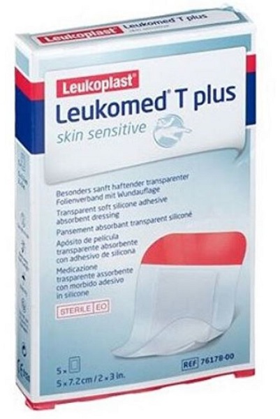 LEUKOMED T PLUS SKIN SENSITIVE MEDICAZIONE POST-OPERATORIA TRASPARENTE IMPERMEABILE CON MASSA ADESIVA AL SILICONE 5X7,2CM 5 PEZZI - Farmacia Bartoli