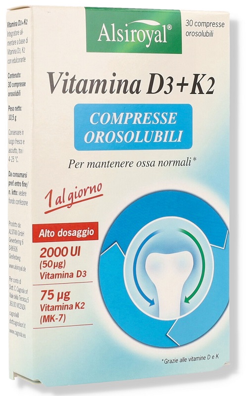 ALSIROYAL VITAMINA D3+K2 30 COMPRESSE OROSOLUBILI - Farmacia Bartoli