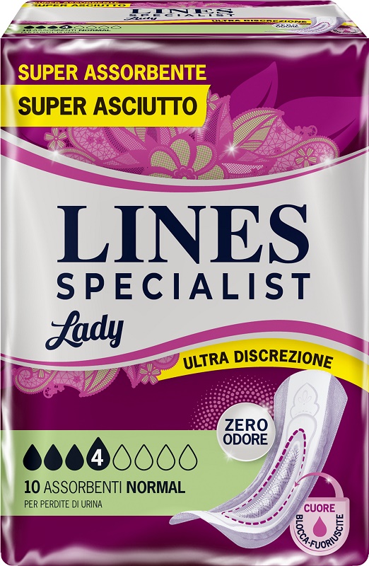 ASSORBENTI PER INCONTINENZA LINES SPECIALIST LADY NORMAL 10 PEZZI - Farmacia Bartoli