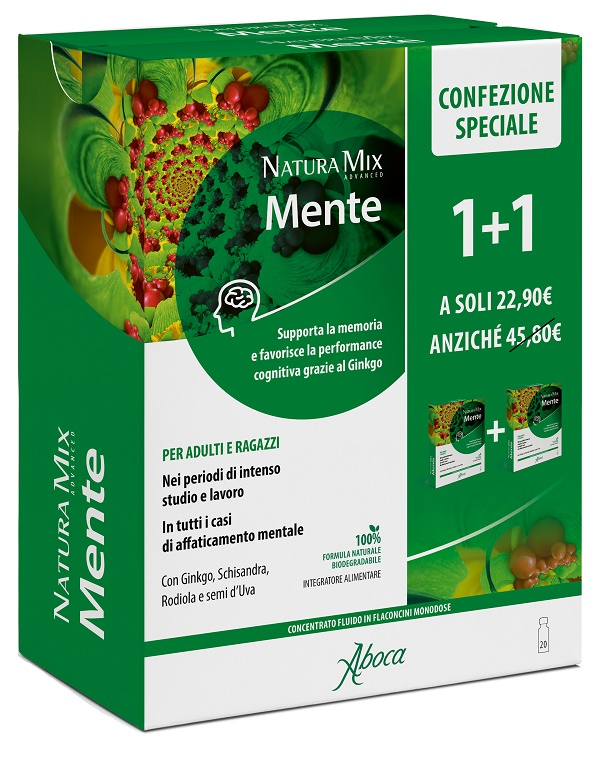 NATURA MIX ADVANCED MENTE 10 FLACONCINI + 10 FLACONCINI 300 ML CONFEZIONE SPECIALE - Farmacia Bartoli