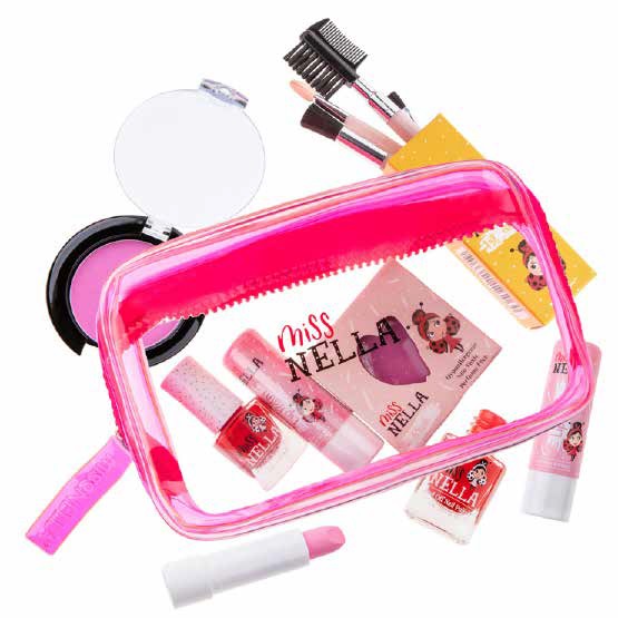 MISS NELLA POCHETTE ROSA CON BLUSH + EYE SHADOW + LIP BALM + LIP PENCIL + BRUSH SET - Farmacia Bartoli