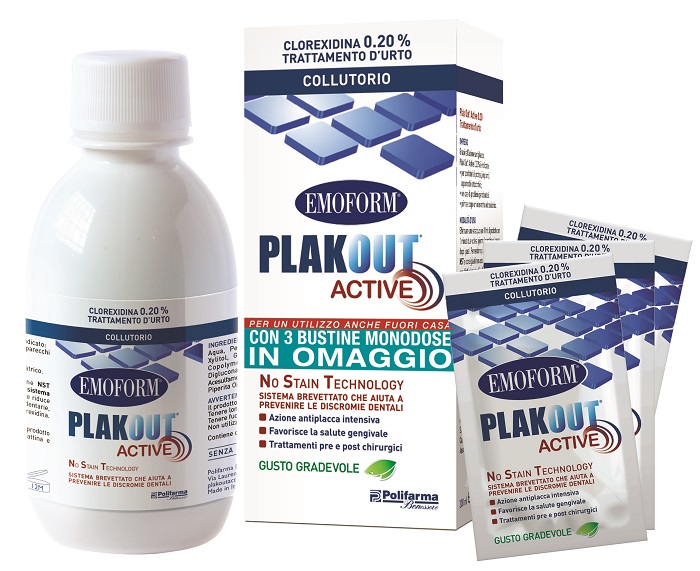 EMOFORM PLAK OUT ACTIVE 0,20% 200 ML + 3 BUSTE - Farmacia Bartoli