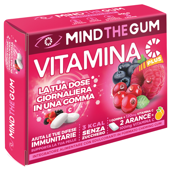 MIND THE GUM VITAMINA C FRUTTI ROSSI 18 GOMME CONFETTATE SENZA ZUCCHERO - Farmacia Bartoli