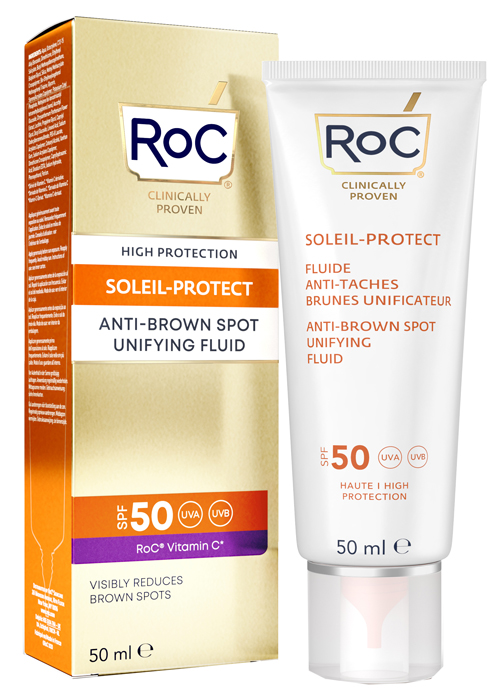 ROC FLUIDO SOLARE VISO SPF 50+ ANTIMACCHIE BRUNE  50 ML - Farmacia Bartoli